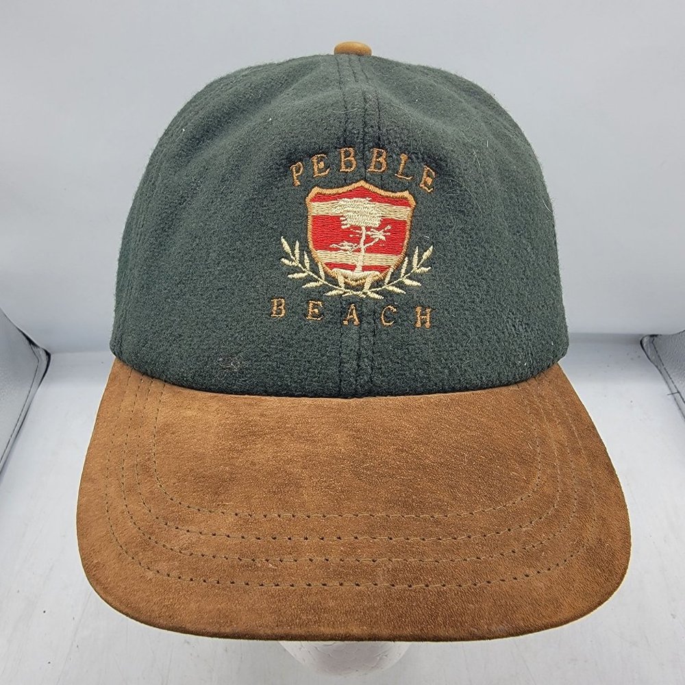 Pebble Beach Travaux Green Brown Hat Cap Adjustable Golf Outdoors Casual